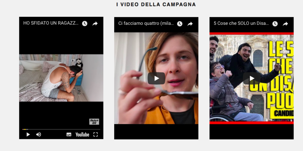 video degli youtuber ideati per la campagna Accessibility is cool - nella home page di www.accessibilityiscool.it, fai uno scroll